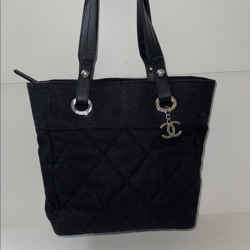Chanel Black Quilted Canvas Tote Bag